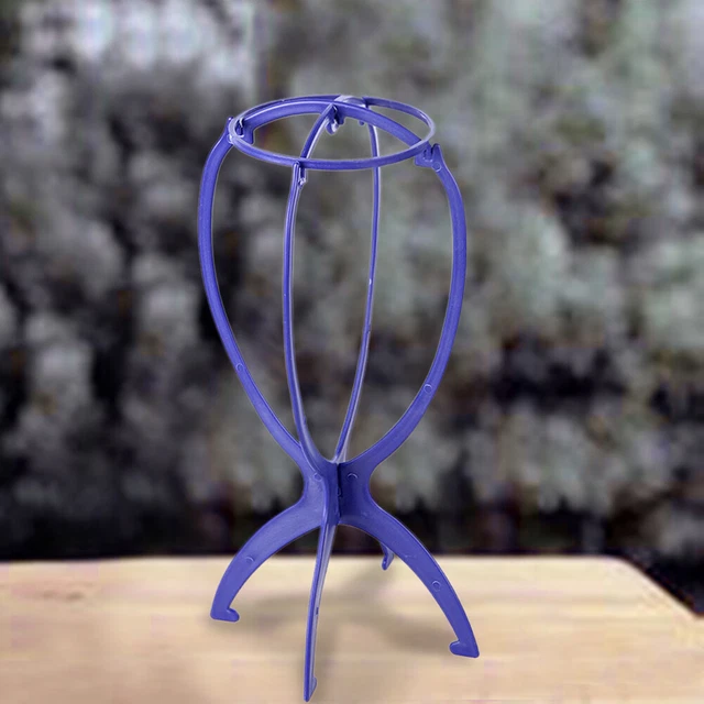 Peluca plegable de plástico estable duradera tapa para el cabello soporte herramienta azul