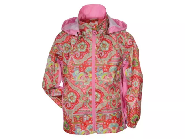 Oilily Girls Rain Jacket Waterproof Coat Hooded Shower Lightweight Pink Floral