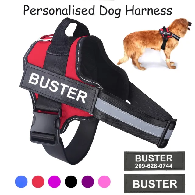Personalised Dog Harness Strong No Pull Adjustable Reflective Padded Puppy Vest