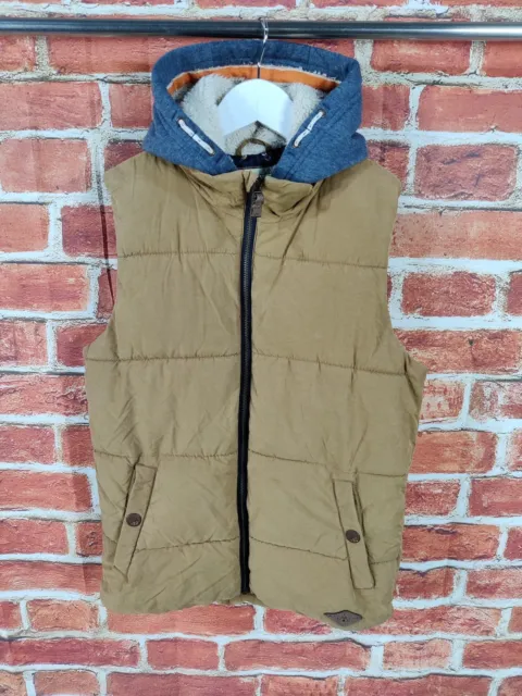 Boys Coat Age 12-13 Years Next Tan Brown Thick Padded Gilet Jacket Hood 158Cm