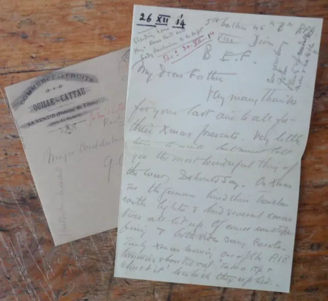 2nd Lt, MAXWELL'S LETTER HOME REGARDS THE 1914 CHRISTMAS TRUCE # Read Listing!