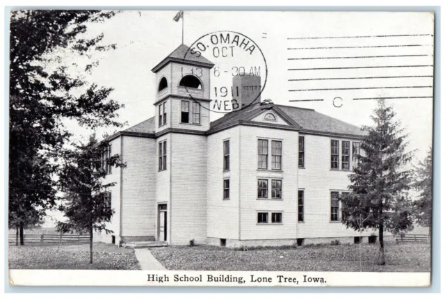 1911 Exterior View High School Building Lone Tree Iowa Posted Vintage Postcard
