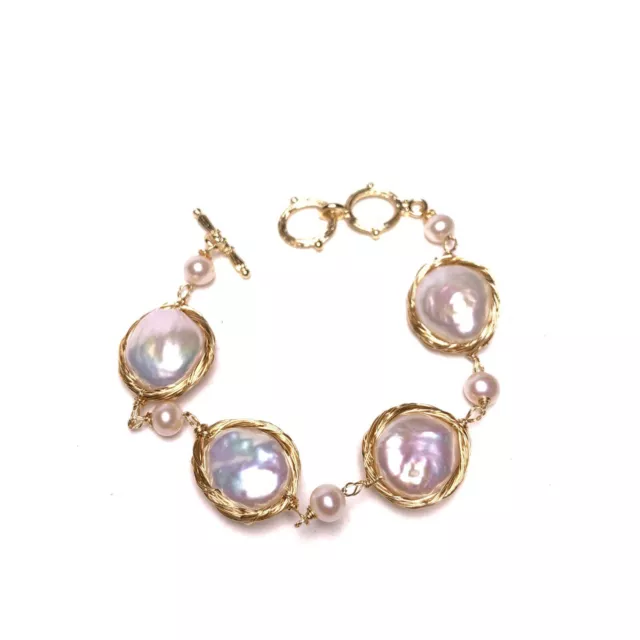 14k gold freshwater pearl bracelet