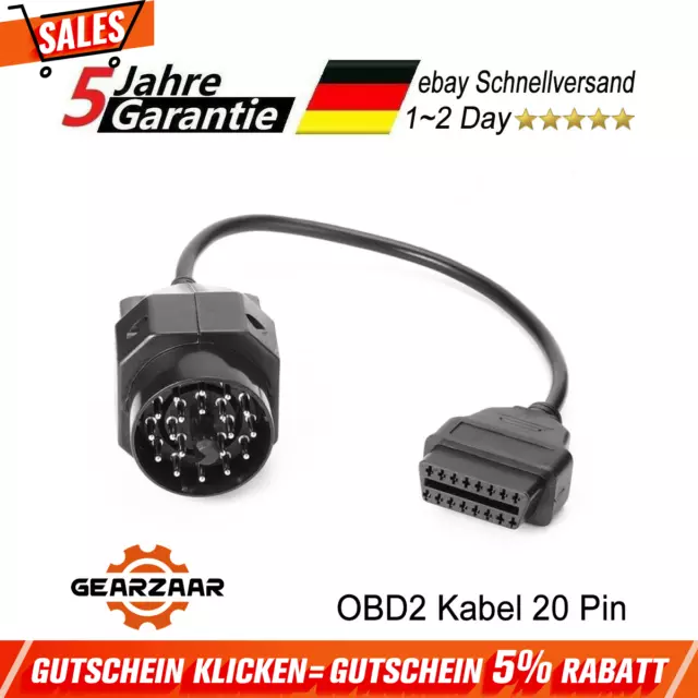 Diagnose Adapter Stecker für BMW OBD2 Kabel 20 Pin Z3, E34, E36, E39, M3