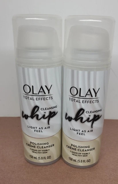 2~Olay Total Effects Cleansing Whip Polishing Crème Cleanser 5 FL Oz Facial Wash