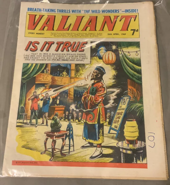 Rare Vintage Boys Weekly “Valiant” Comic 26th April 1969: Great Gift Idea