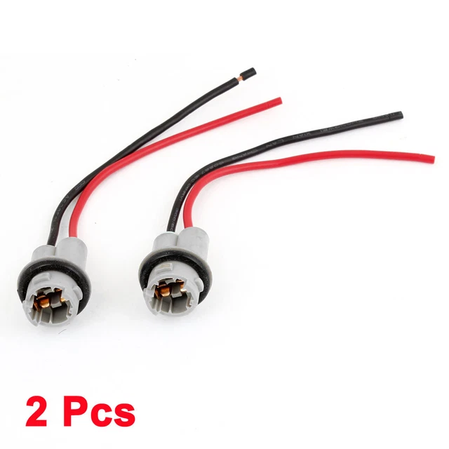 2pcs T5 Car Light Bulb Socket Extension LED Wedge Connector Wire Harness DC 12V