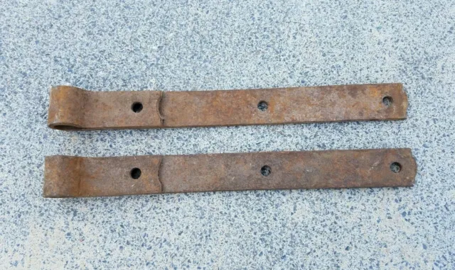 Primitive Antique Hand Forged Barn Door Strap Hinge Gate Iron 14” Long 1.5” Wide