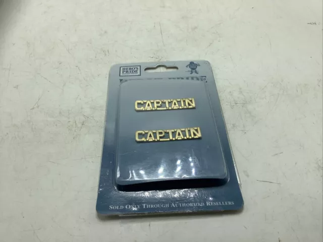 Hero's Pride Gold Tone Captain's 2 "Captain" Pins   NOS