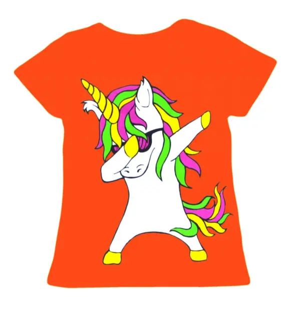 T-shirt e leggings unicorno per bambina maglia al neon abito estivo set dabbing 5-13 anni 7