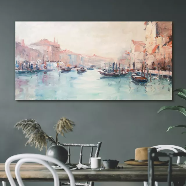 Leinwand Bild Wandbild Canvas 120x60 Ölgemälde Venedig Italien Stadt