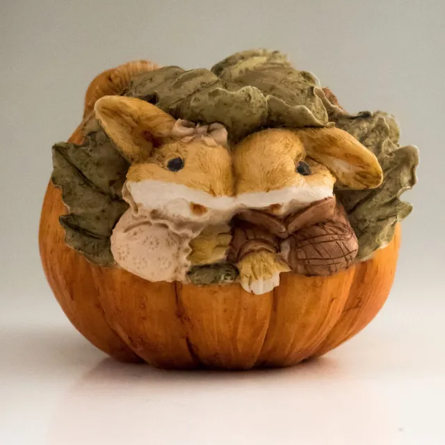 A Pair of Mice Live Inside a Pumpkin, Hand Painted By Artefice Ottanta, Figurine