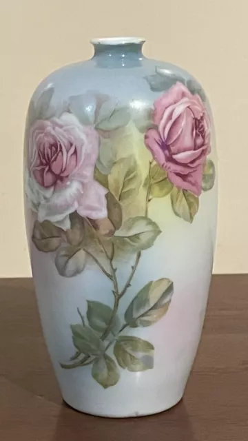 Antique Japanese Porcelain Floral Vase - 14cm - IE&C Co Japan - c1910s