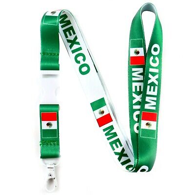 Mexico Flag Lanyard Keychain Reversible Strap Holder Bandera de Mexico Llavero.