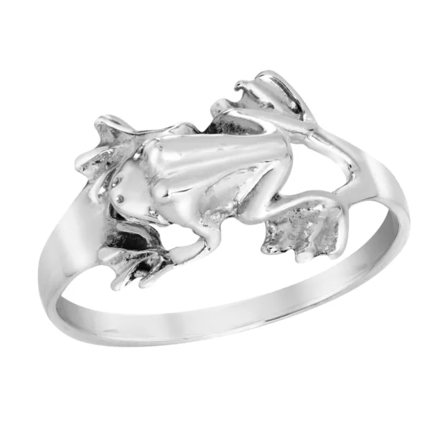 Incredible Leaping 3D Tree Frog Sterling Silver Band Ring-7