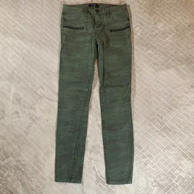 Sanctuary Womens 25 Denim Jeans Green Camouflage Ace Utility Skinny Mid Rise