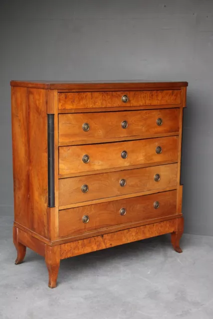 Antique oak tallboy chest of drawers with bronze handles Georgian columns 1820’s