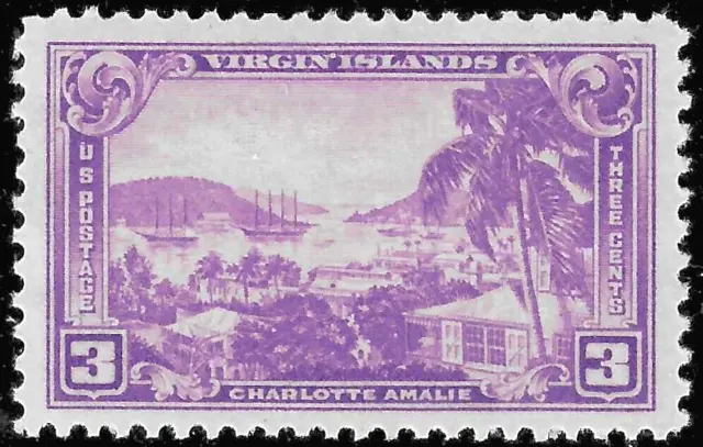 Sc 802   3¢ Virgin Islands Charlotte Amalie Single,  MNH