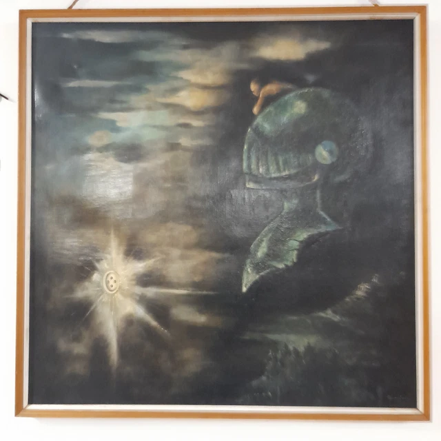 RUY CALCADA BASTOS dipinto ad olio su tela cm.100x100 - anni'70 - Surrealismo