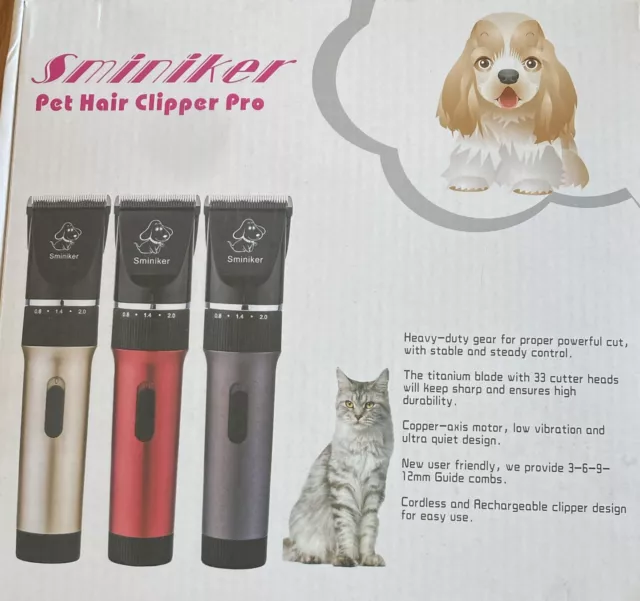 Sminiker Pet Grooming Kit Professional Rechargeable Cordless Pet Hair Clippers