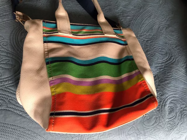 kate spade handbag Beach Rainbow Leather Trim Multicolor Cotton Leather 3