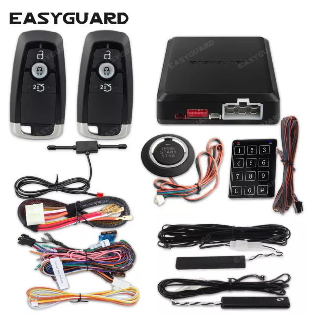 EASYGUARD car alarm system remote engine start push button pke keyless entry 12V