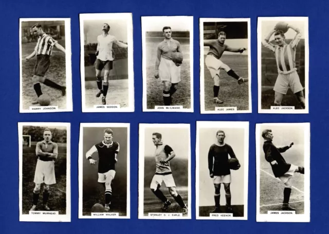 10 X Boys Magazine 1929 Famous Footballers Series Cards