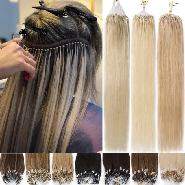 100% Remy Echthaar Microring Loop Human Hair Extensions Haarverlängerung 1G DICK