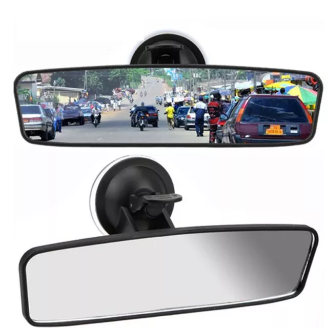 1X Rear View Mirror Glass Suction Cup Learner Driver Stick On Interior Wide Car