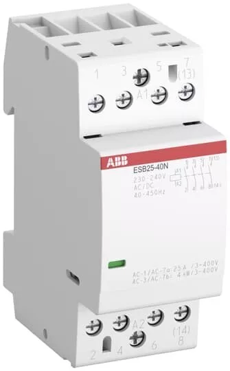 1 pcs - ABB ESB Series Contactor, 110 - 120 V Coil, 4-Pole, 25 A, 5.8 kW, 2NO +