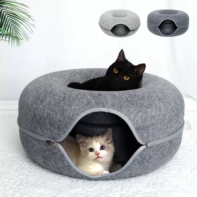 Cat Tunnel Donut Bed Cave House Interactive Toys Play Removable Kennel Nest Tube