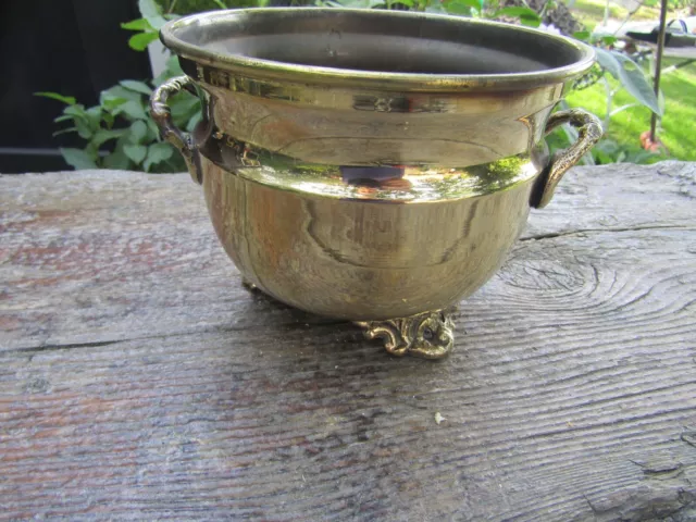 Antique Victorian Era Brass Claw Footed Planter Plant Pot Jardiniere 3