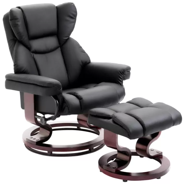 Leather Swivel Chair Recliner Armchair Home Lounge Sofa Chair With Footstool