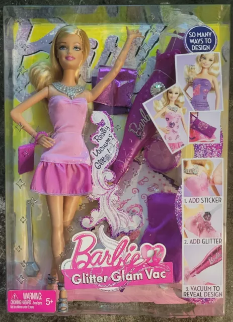 Barbie Doll Glitter Glam Vac Design Sticker Vacuum 5+ MATTEL 2010 Barbie Movie