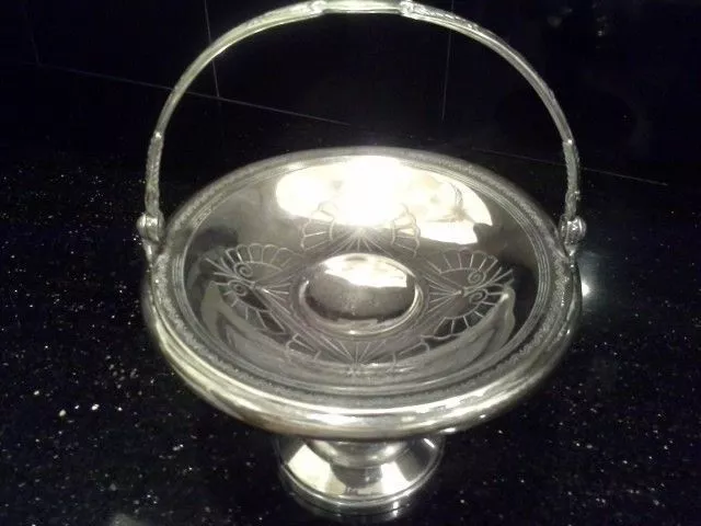 Art Deco Centerpiece Silverplate Bowl Basket Compote