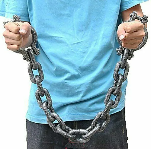 Prisoner Plastic Handcuffs Link Wrist Chain Shackle Anklet for Halloween Costume