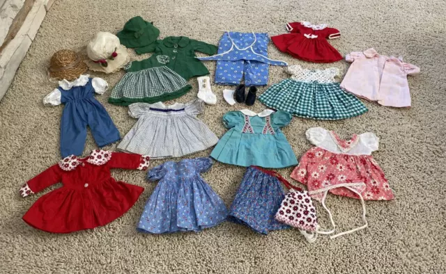 Vintage Baby Doll Clothes Dresses Slips Pinafore Hats Case W/Zipper Pants