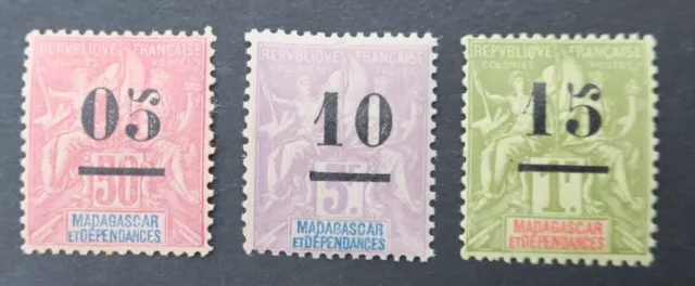 Colonies Françaises Madagascar N° 48 a 50 Neuf * Cote 59 € voir Scans