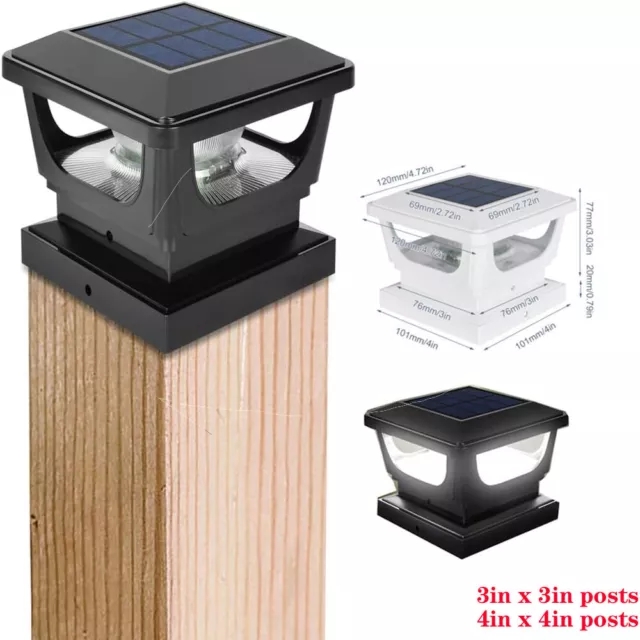 LED Solar Lampe Pfosten Säulenleuchte Zaun Solarlicht Kappen Garten 3x3'' 4x4''