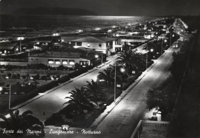 Cartolina 1966 Italia Lucca Forte Dei Marmi Lungomare Notturno Italy Postcard