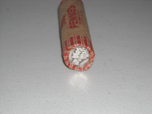 Wheat Penny Roll Crimped 1940's & 1950's Capped With Silver Mercury Dime