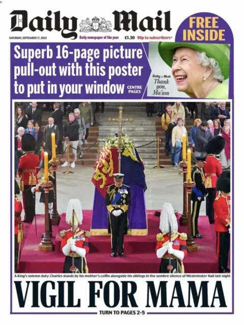 Daily Mail Newspaper - 17th September 2022 - Vigil Queen Elizabeth II - NO FOLD