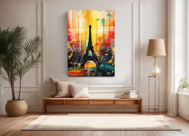 Leinwand Bild Paris Eiffelturm Abstrakt Wandbilder XXL Wohnzimmer Modern  4803A 3
