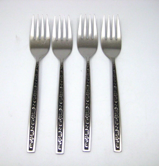 4 West Bend Oneida Miracle Maid Stainless Salad Forks Flatware 6 1/4 4 West Bend Oneida Miracle Maid Stainless Salad Forks Flatware 6 1/4