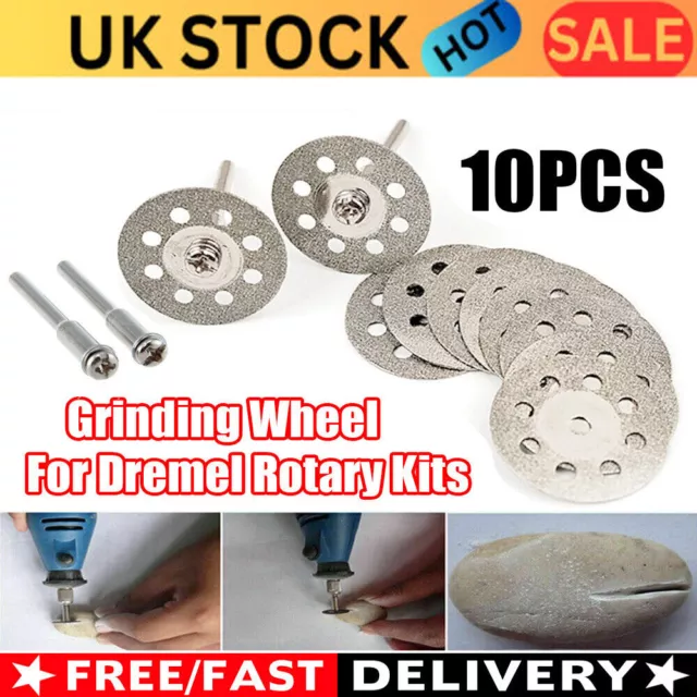 10x Mini Diamond Cutting Discs Set Wheel Blades Drill Bit Dremel Rotary Tool