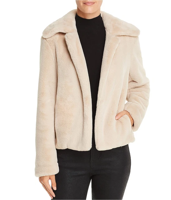 Theory Womens Luxe Faux Fur Jacket, Beige, Small