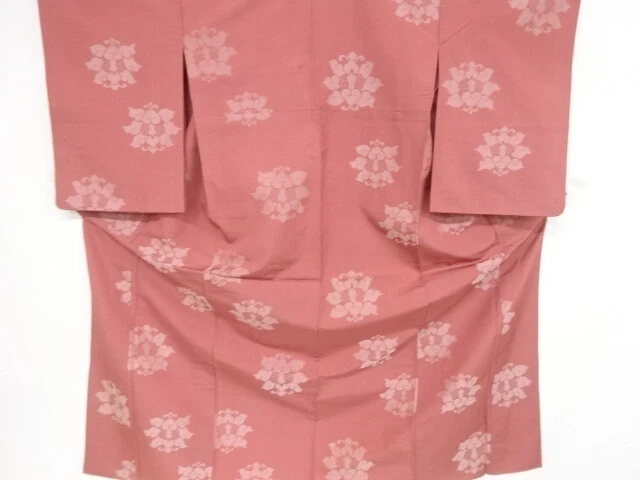 38814# Japanese Kimono / Antique Hitoe Kimono / Woven Flower