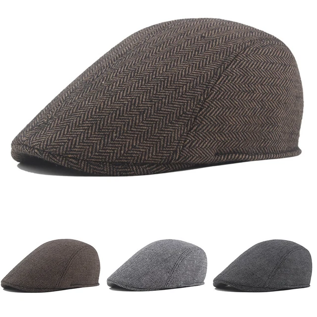 Elegante cappello da uomo a spina di pesce tweed edera panettiere bambino per autunno inverno