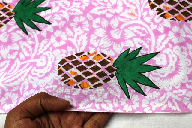 2.3m Fruit Tissu Imprimé 100% Coton Indien Main Bloc Vêtements Loisirs Créatifs