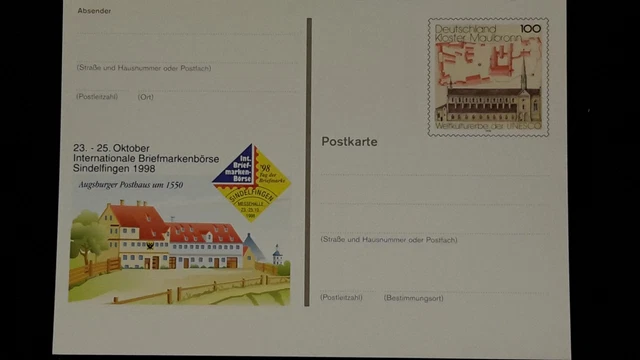 BR Deutschland Ganzsache Amtliche Sonderpostkarte PSo55,1998 Kloster Maulbronn